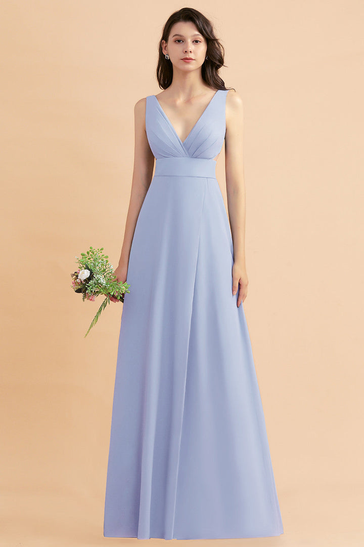 A-Line V-Neck Sleeveless Chiffon Dress-koscy