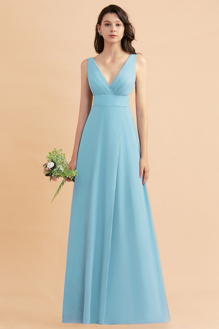 A-Line V-Neck Sleeveless Chiffon Dress-koscy