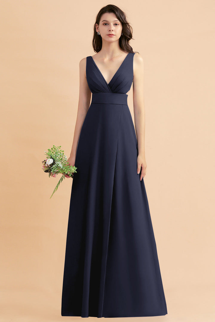 A-Line V-Neck Sleeveless Chiffon Dress-koscy