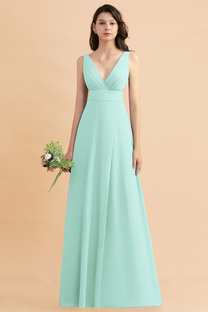 A-Line V-Neck Sleeveless Chiffon Dress-koscy