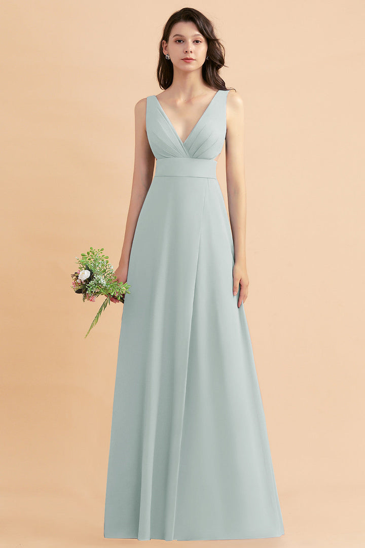 A-Line V-Neck Sleeveless Chiffon Dress-koscy