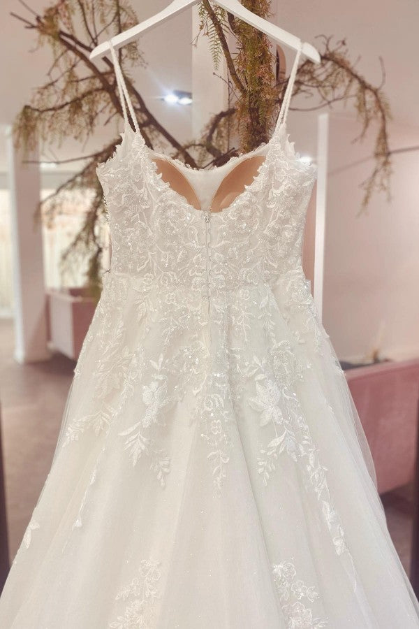 Bmbride A-line Strapless Lace Wedding Dresses with Appliques