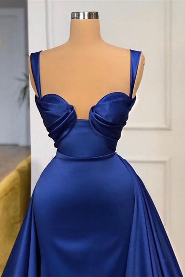 Royal Blue Long Overskirt Prom Dress with Straps