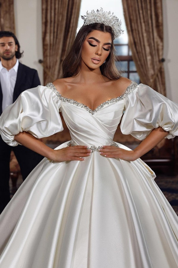 Bmbride Satin Wedding Dresses with Sleeves