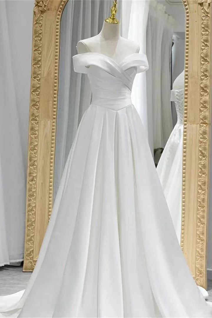 Stunning White Off-The-Shoulder Sweetheart Evening Dress A-Line Lace-Up