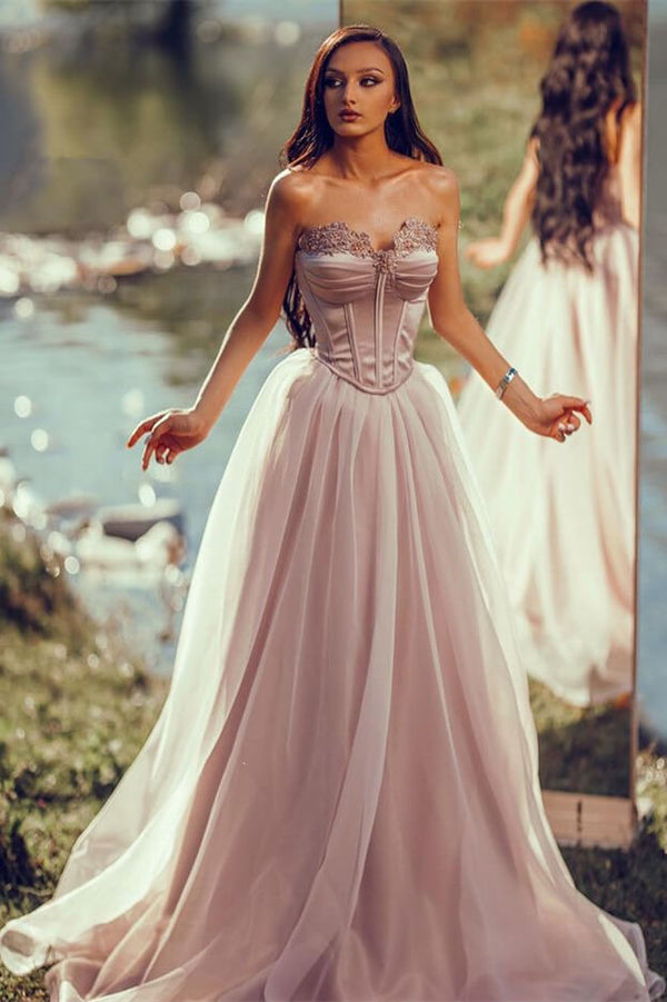 Silver Evening Dress: Off-Shoulder Sleeveless with Tulle Applique Pleats