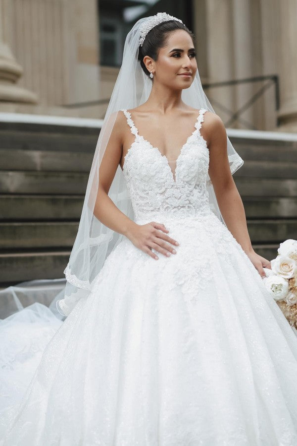 Bmbride Floor Length Ball Gown Wedding Dress with Ruffles