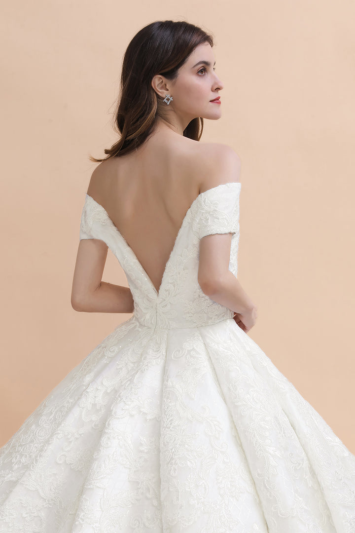 Bmbride Backless Off-the-shoulder Ball Gown Wedding Dresses