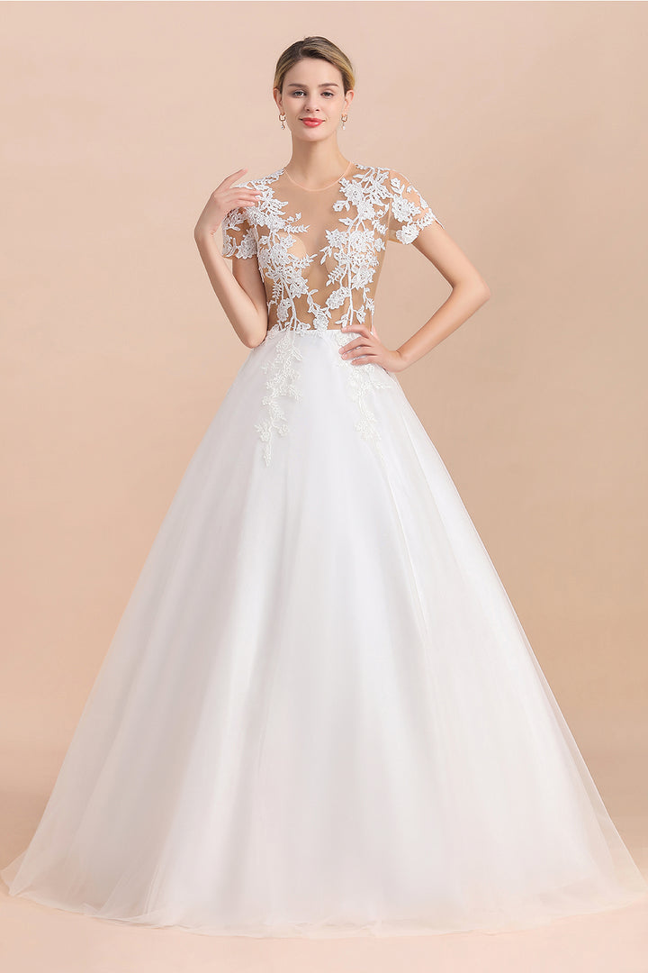 Bmbride Elegant Lace Tulle A-line Wedding Dress