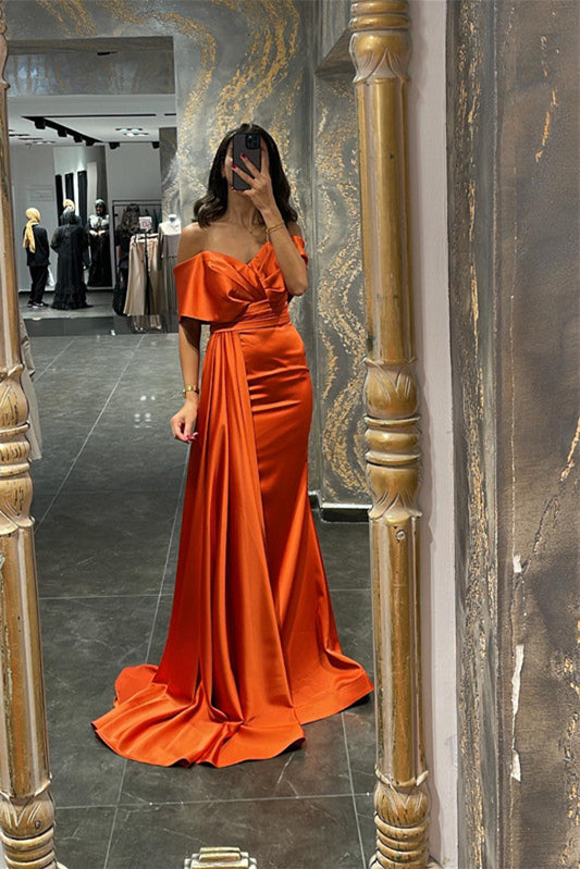 Orange Sweetheart Off-The-Shoulder Mermaid Prom Dress