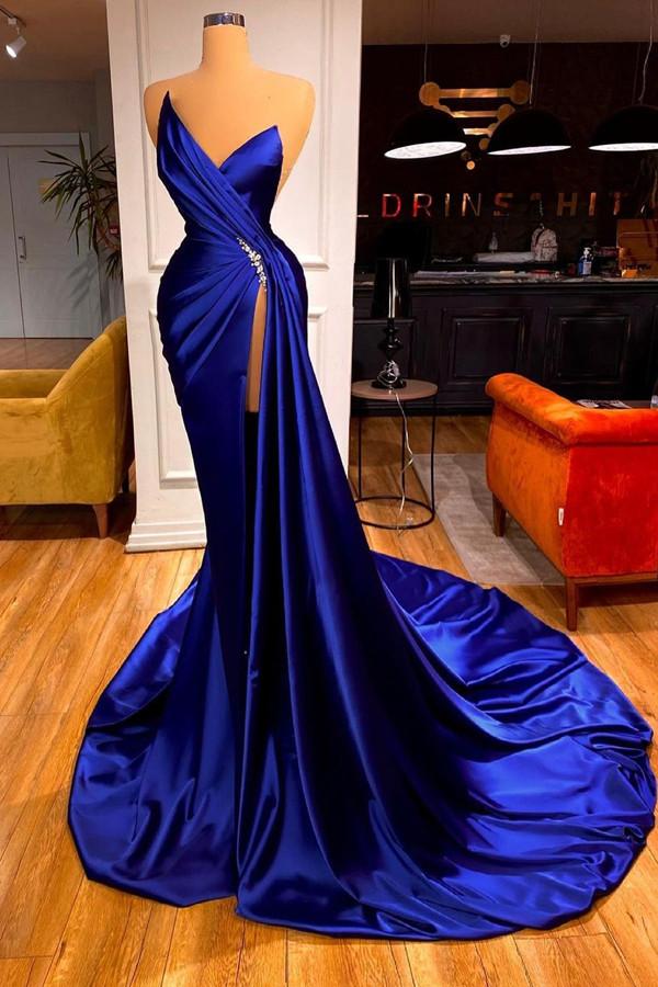 Sweetheart Prom Dress with Split in Royal Blue