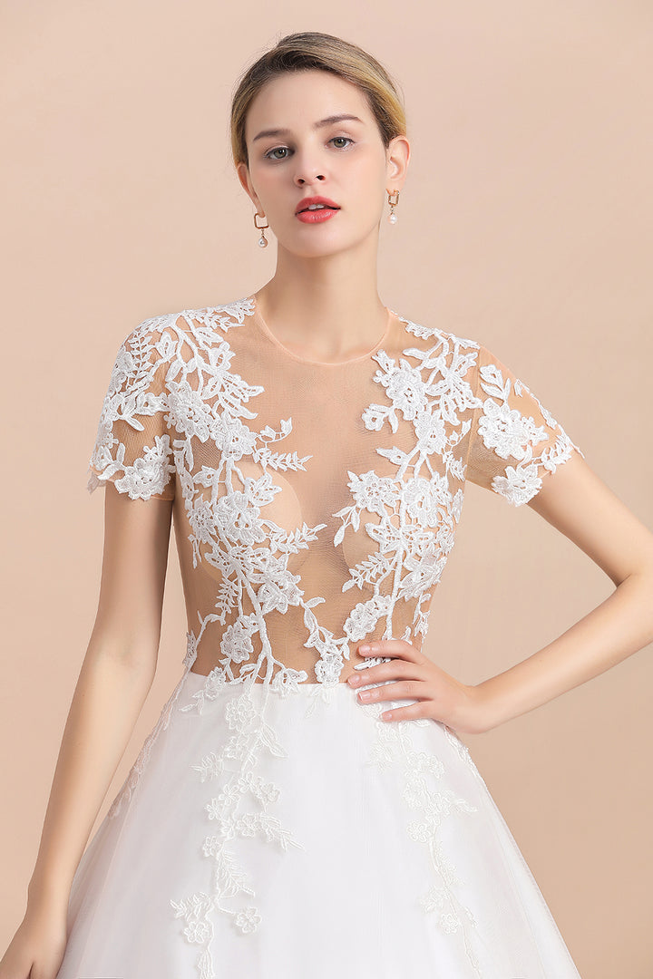 Bmbride Elegant Lace Tulle A-line Wedding Dress