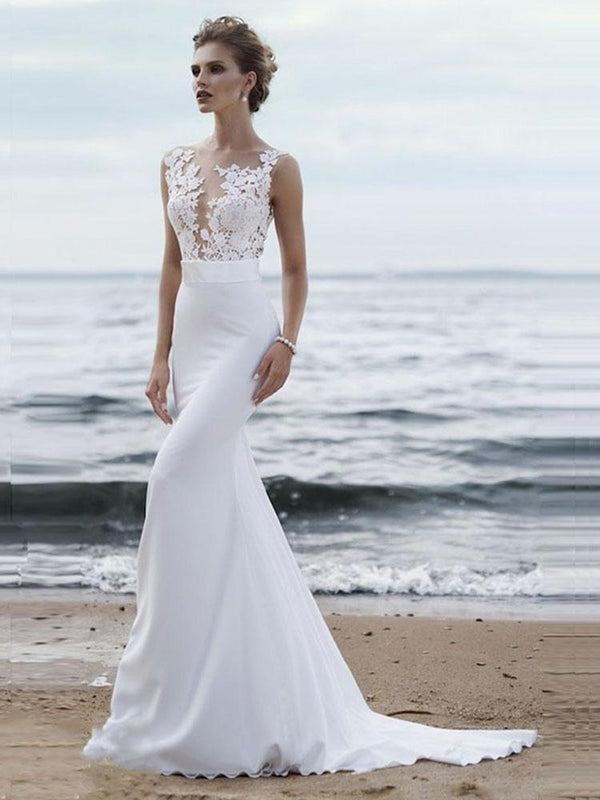 Bmbride Elegant Appliques Lace Mermaid Bridal Gowns