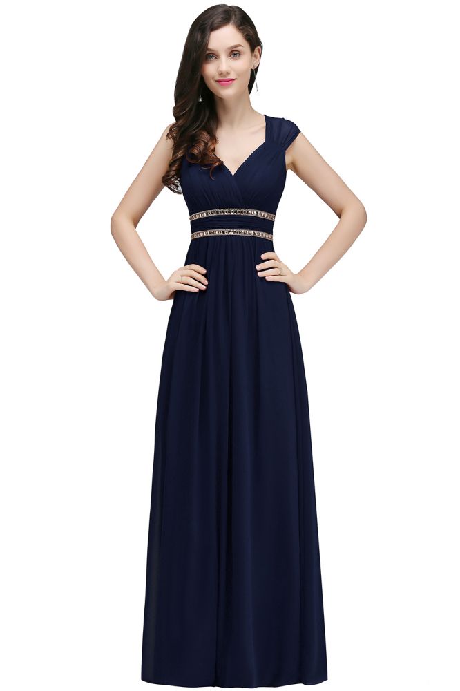 MISSHOW offers gorgeous White,Ivory,Burgundy,Grape,Sky Blue,Royal Blue,Dark Navy,Black V-neck party dresses with delicately handmade Ruched in size 0-26W. Shop Floor-length prom dresses at affordable prices.