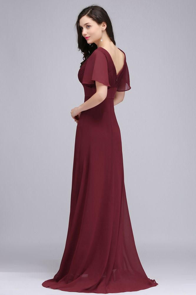 MISSHOW offers gorgeous Burgundy,Grape,Royal Blue,Dark Navy,Black,Dark Green V-neck party dresses with delicately handmade Ruched in size 0-26W. Shop Floor-length prom dresses at affordable prices.