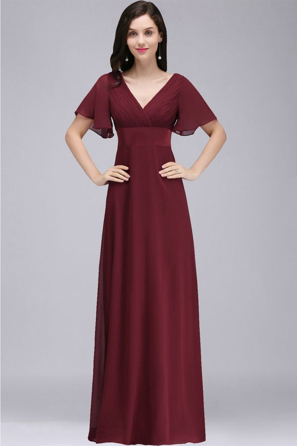 MISSHOW offers gorgeous Burgundy,Grape,Royal Blue,Dark Navy,Black,Dark Green V-neck party dresses with delicately handmade Ruched in size 0-26W. Shop Floor-length prom dresses at affordable prices.