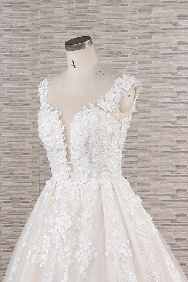 Bmbride Exquisite Lace Appliqués Tulle A-line Bridal Gown