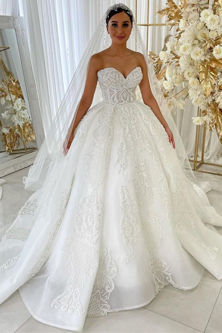 Bmbride Sweetheart Tulle Lace Appliques Wedding Dress