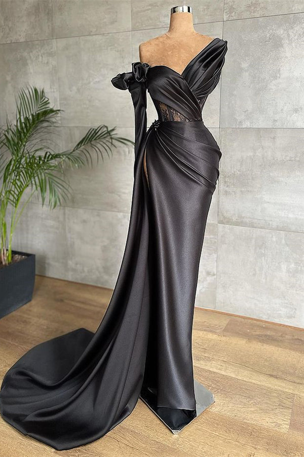 Long Sleeved Black Mermaid Prom Dress