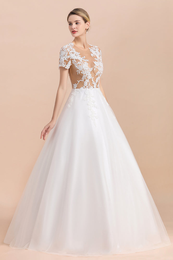 Bmbride Elegant Lace Tulle A-line Wedding Dress