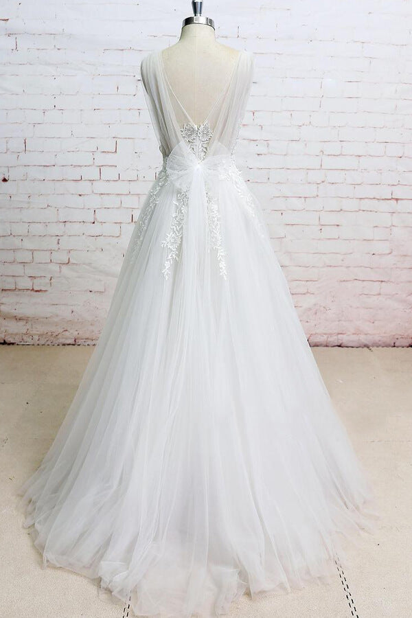 Bmbride Applique Tulle Ruffle A-line Bridal Gown