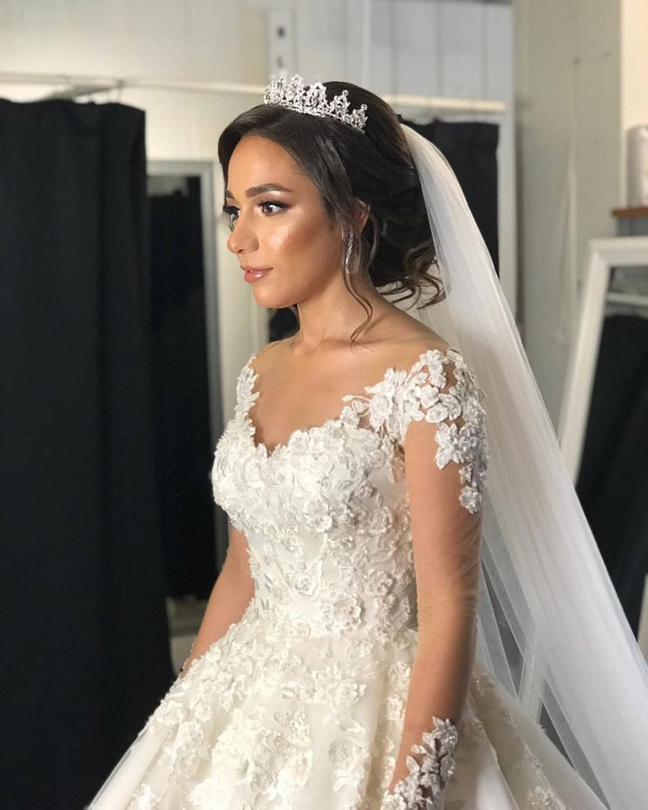 Bmbride A-line Off-the-shoulder Long Sleeves Wedding Dress