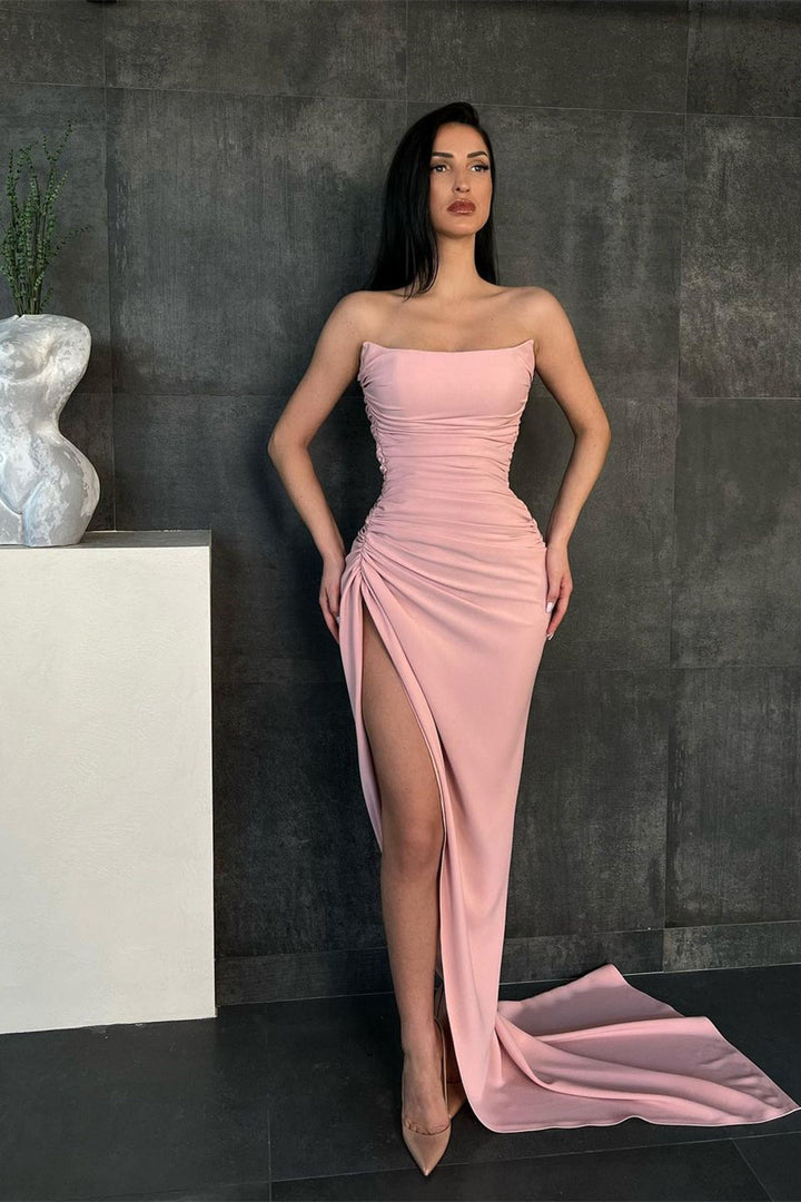 Mermaid Long Evening Dress With Split - Strapless