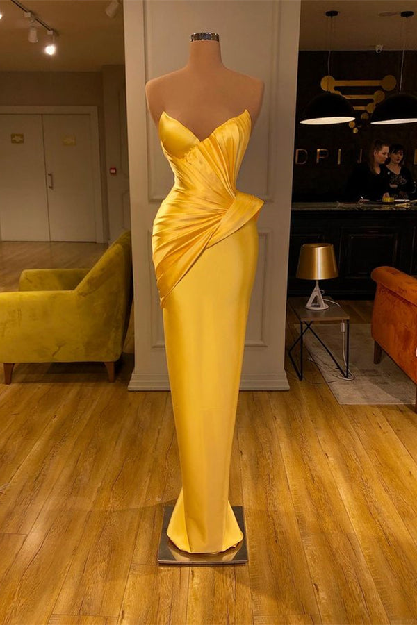 Online Yellow Mermaid V-Neck Prom Dress With Sleeveless