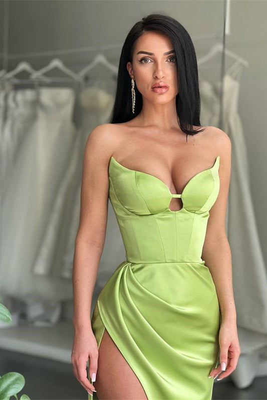 Sweetheart Mermaid Evening Dress With Split in Light Green