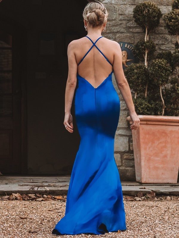 Vibrant Royal Blue V-Neck Mermaid Prom Dress