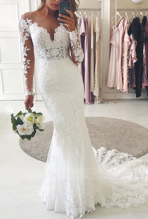 Bmbride Sweetheart Lace Wedding Dress with Sleeves