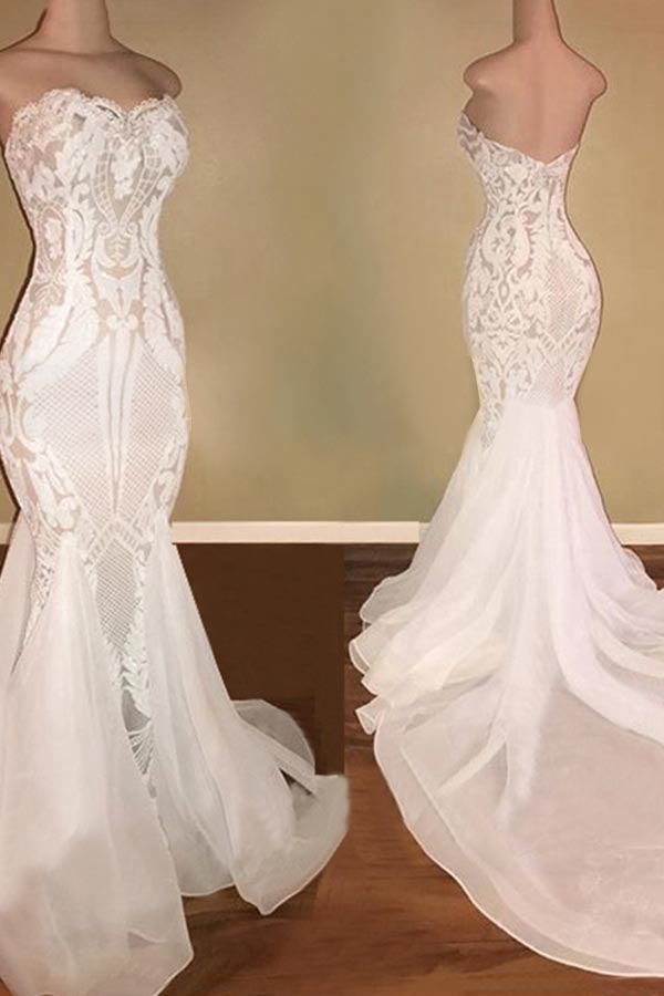 Bmbride Sweetheart Sequins Mermaid Wedding Dress