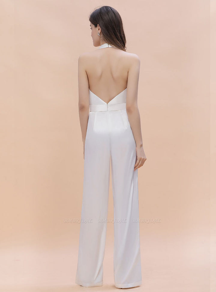 Deep-V-Neck Halter Backless Jumpsuit-koscy