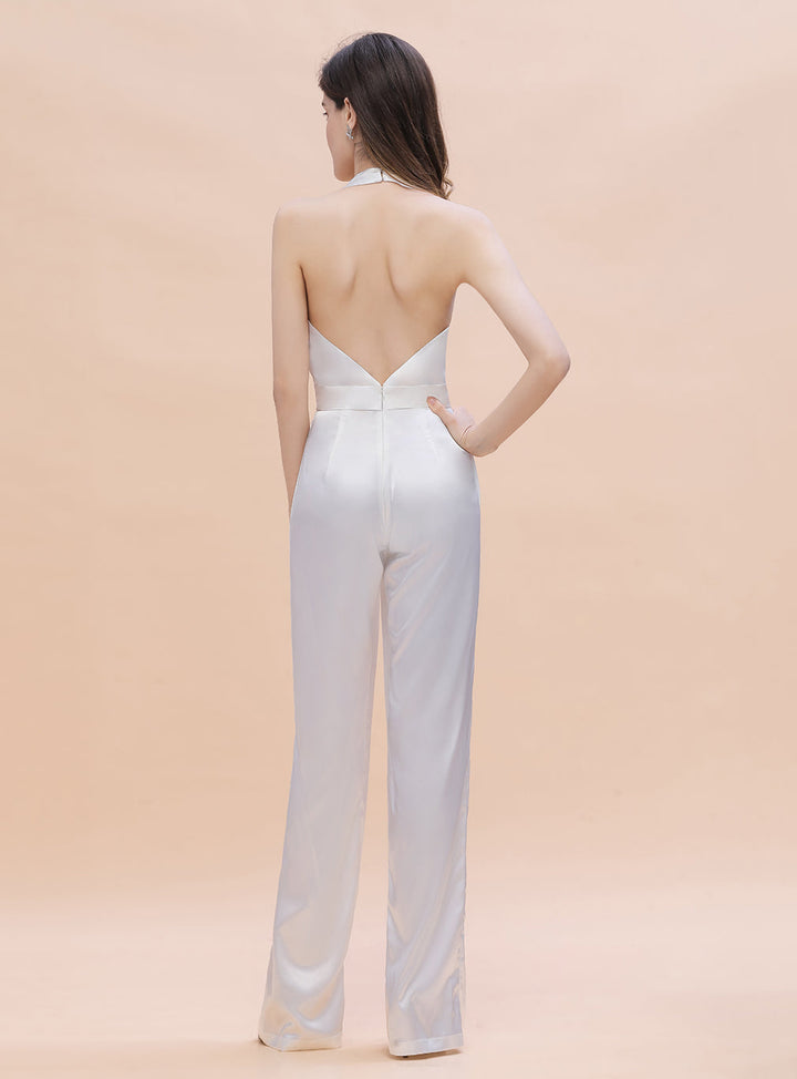 Deep-V-Neck Halter Backless Jumpsuit-koscy