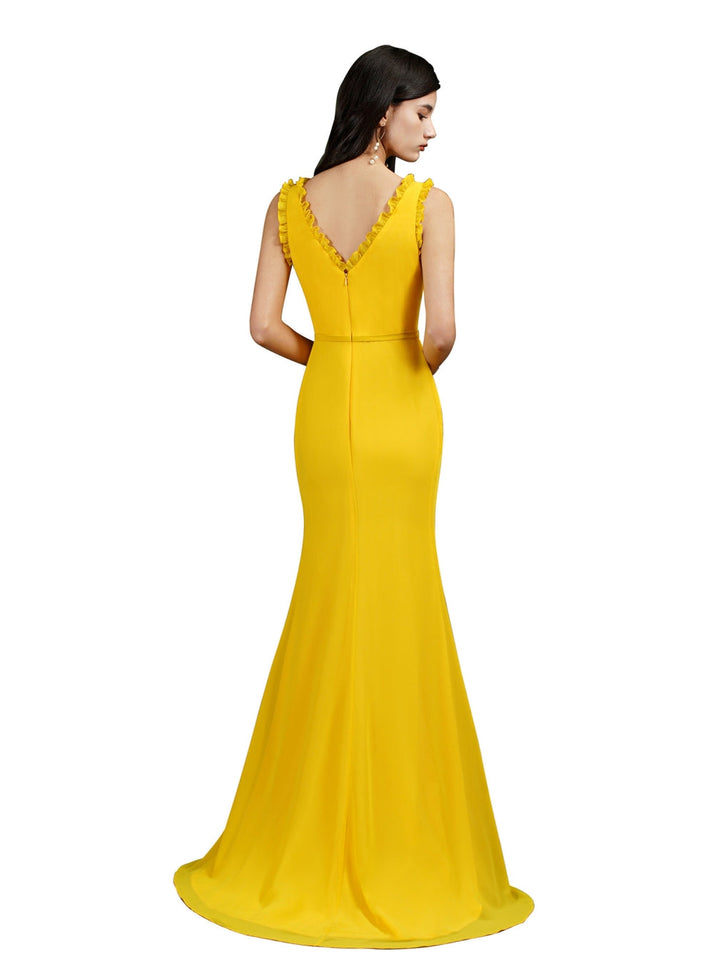 Deep V neck Sleeveless Split Front Floor-Length dress-koscy