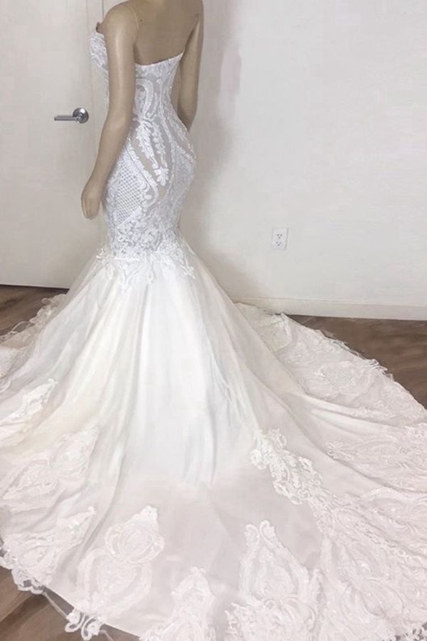 Bmbride Strapless Appliques Mermaid Wedding Dress