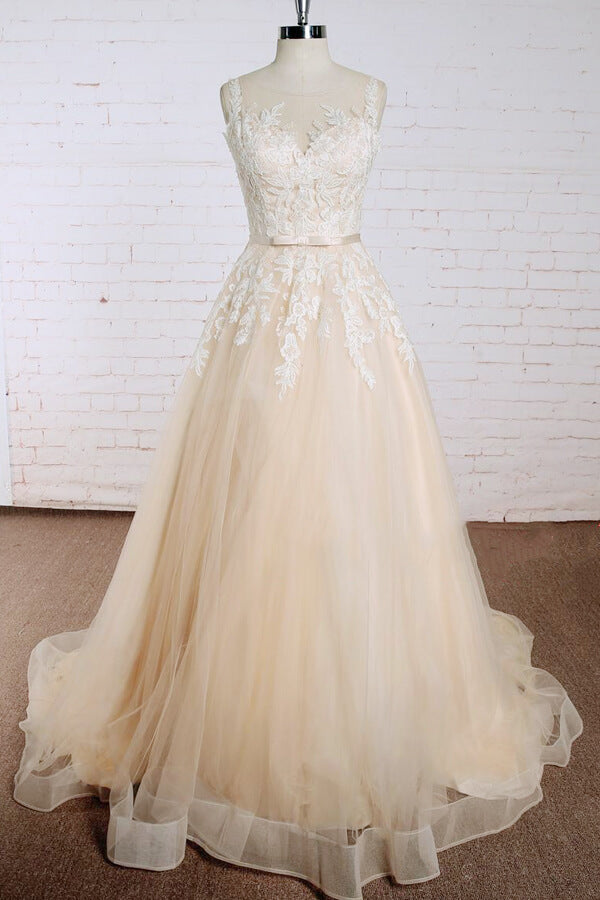 Bmbride Elegant Appliques Tulle A-line Wedding Dress