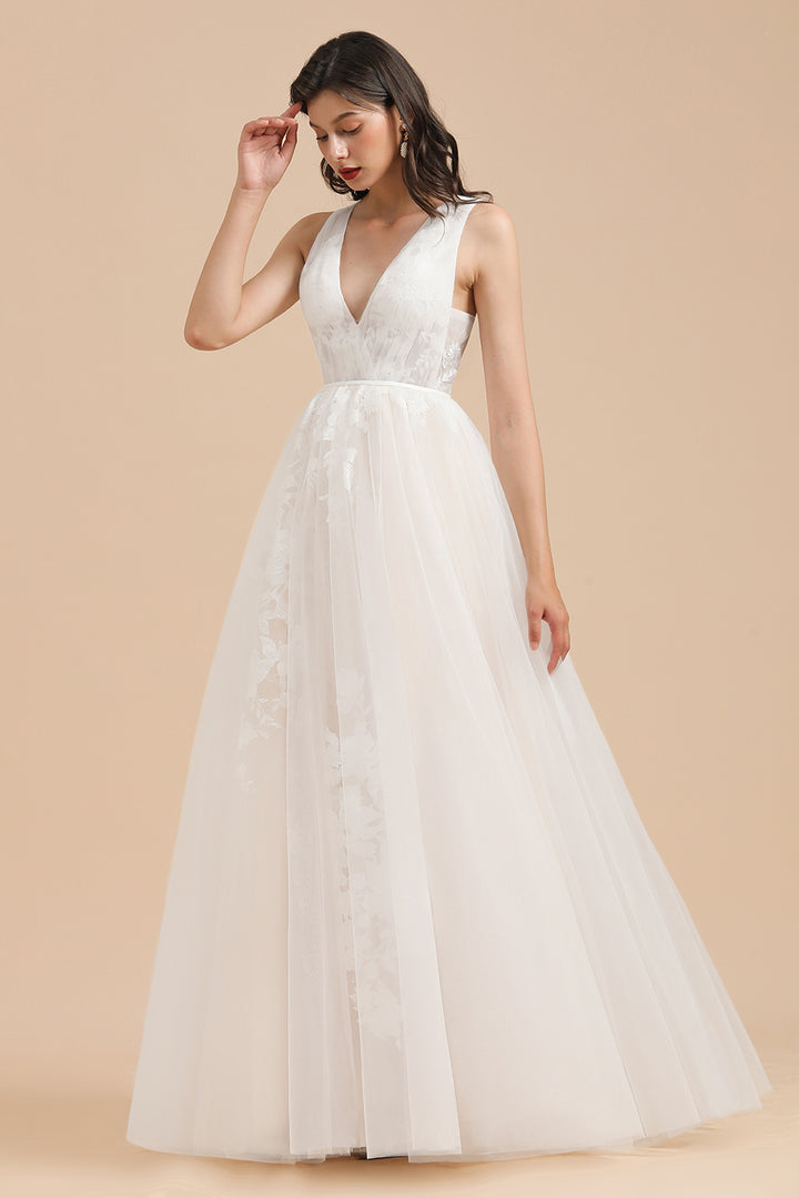 Bmbride Illusion Lace Tulle A-line Wedding Dress