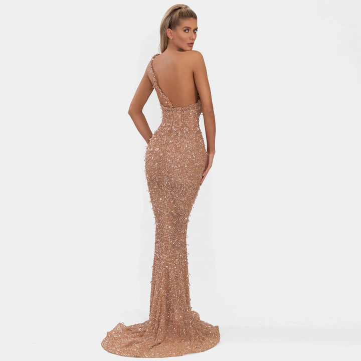 Crystal Diamante Mermaid Prom Dress: Luxury Long Backless Sleeveless Evening Gown