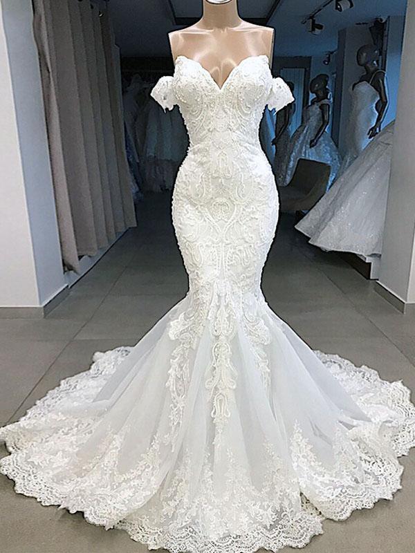 Bmbride Sweetheart Lace Mermaid Wedding Dresses