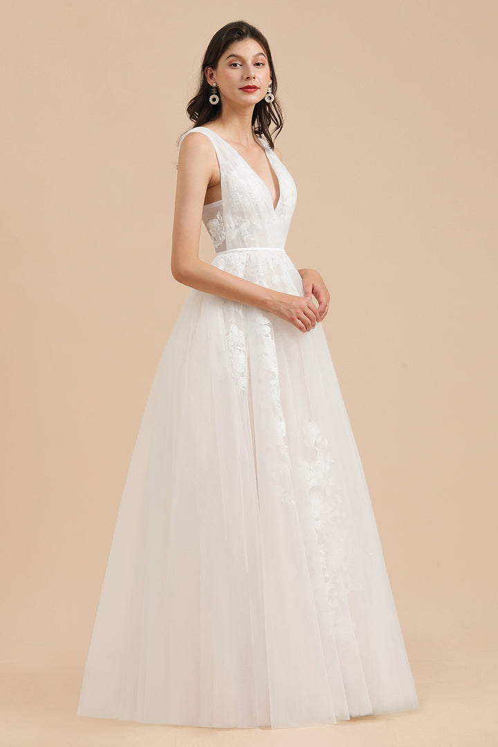 Bmbride Illusion Lace Tulle A-line Wedding Dress