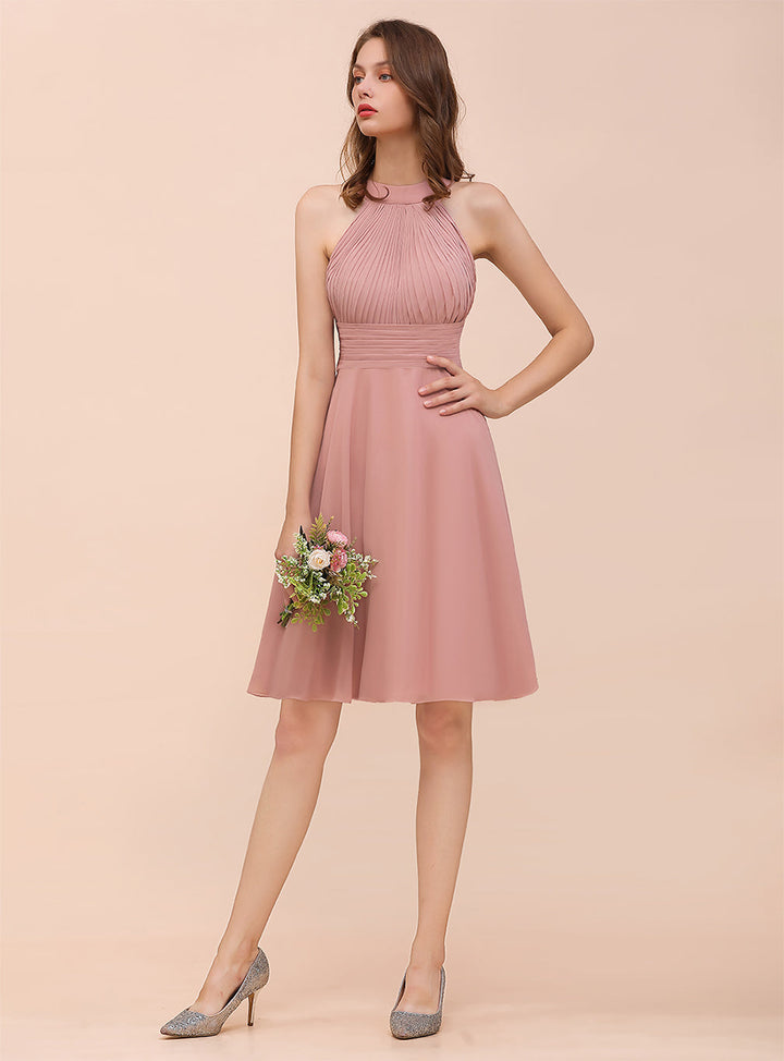 Halter Sleeveless Backless Knee-Length Dress-koscy