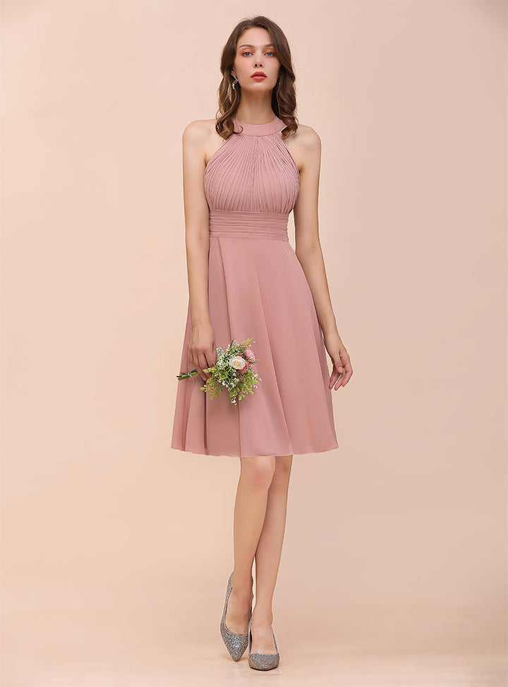 Halter Sleeveless Backless Knee-Length Dress-koscy