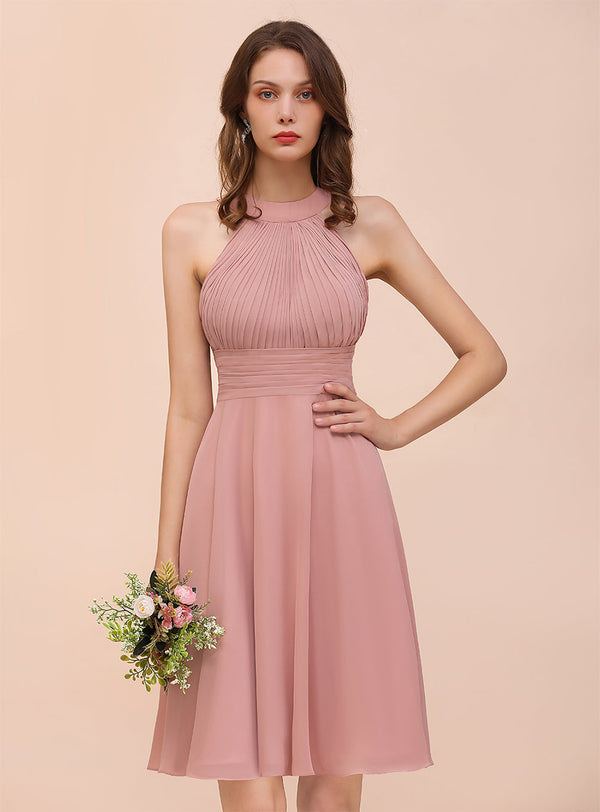 Halter Sleeveless Backless Knee-Length Dress-koscy