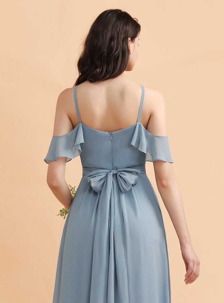 Jewel Off-The-Shoulder Chiffon Floor-Length Dress-koscy