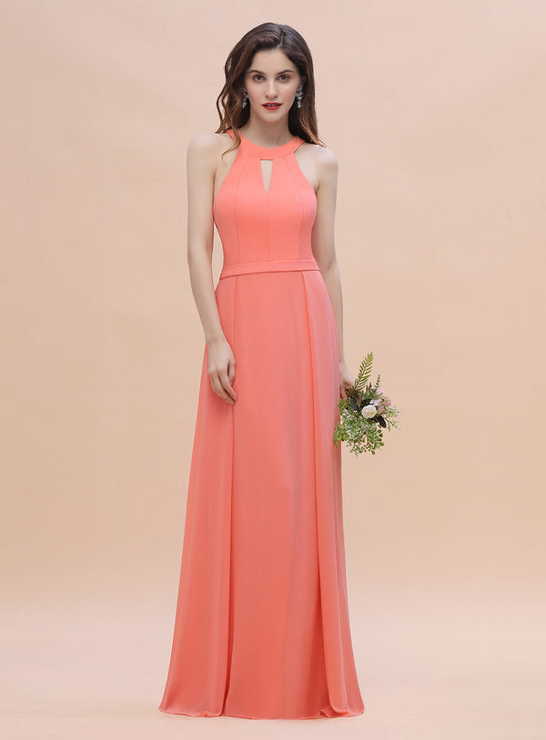 Jewel Sleeveless Chiffon Floor-Length Dress-koscy