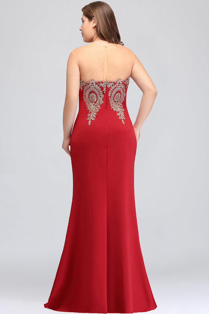 Mermaid Floor-Length Sheer Floor Length Dresses with Rhinestone Appliques-koscy