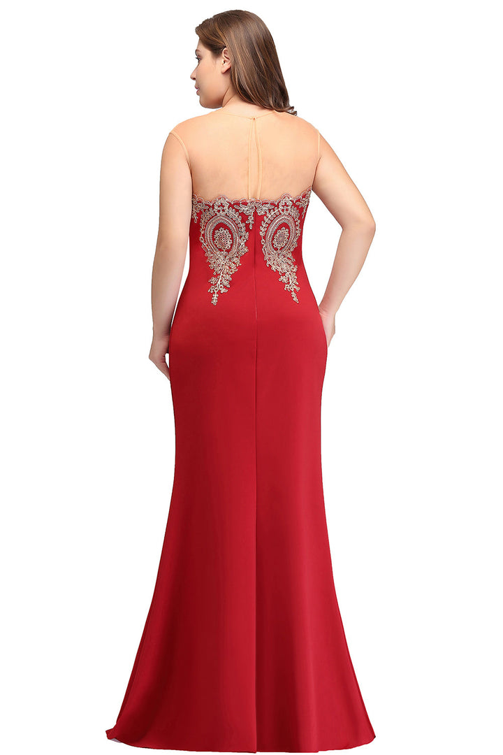 Mermaid Floor-Length Sheer Floor Length Dresses with Rhinestone Appliques-koscy