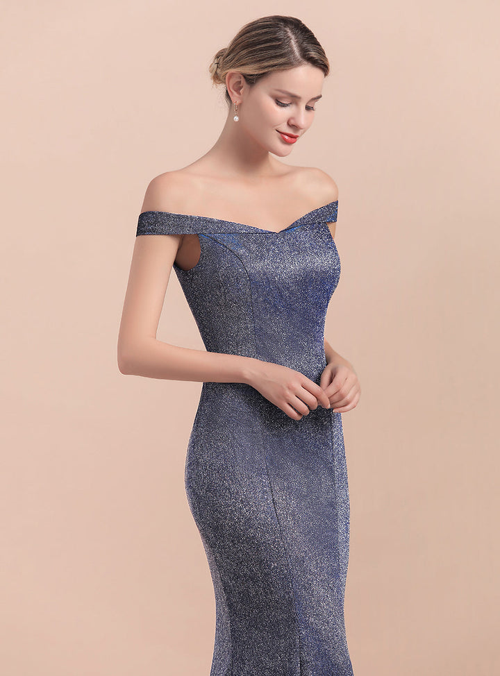 Off-the-Shoulder Sleeveless Mermaid Floor-Length Dress-koscy