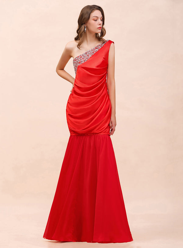 One Shoulder Sleeveless Floor-Length Dress-koscy